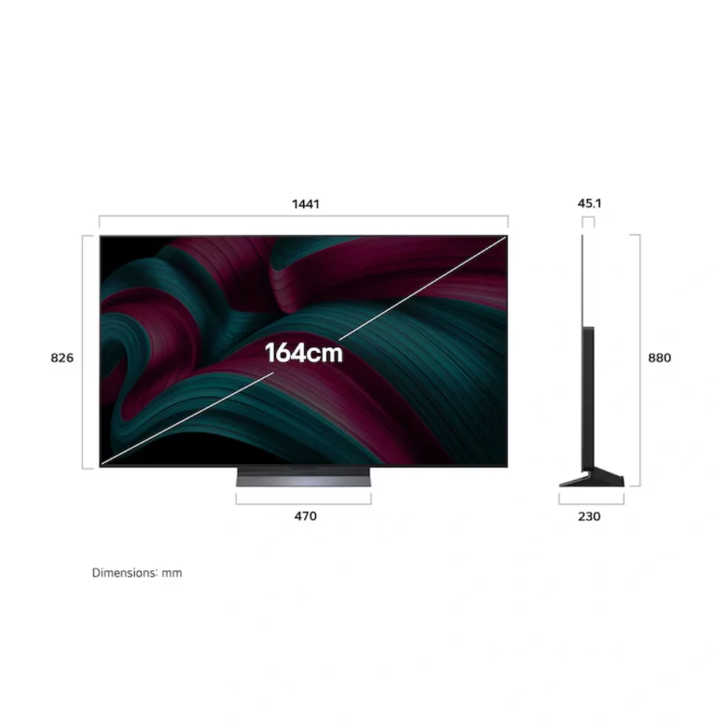 ابعاد تلویزیون 55 اینچ ال جی مدل OLED55C56LA