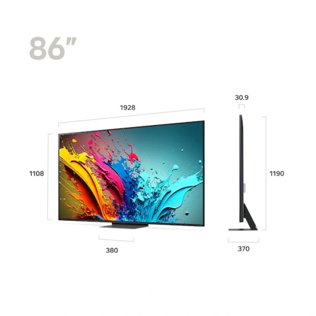 ابعاد تلویزیون 86 اینچ ال جی مدل 86QNED86