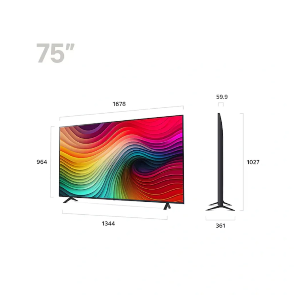 ابعاد تلویزیون 75 اینچ ال جی مدل 75NANO82