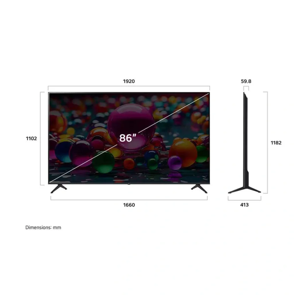 ابعاد تلویزیون 86 اینچ ال جی مدل 86UA8500